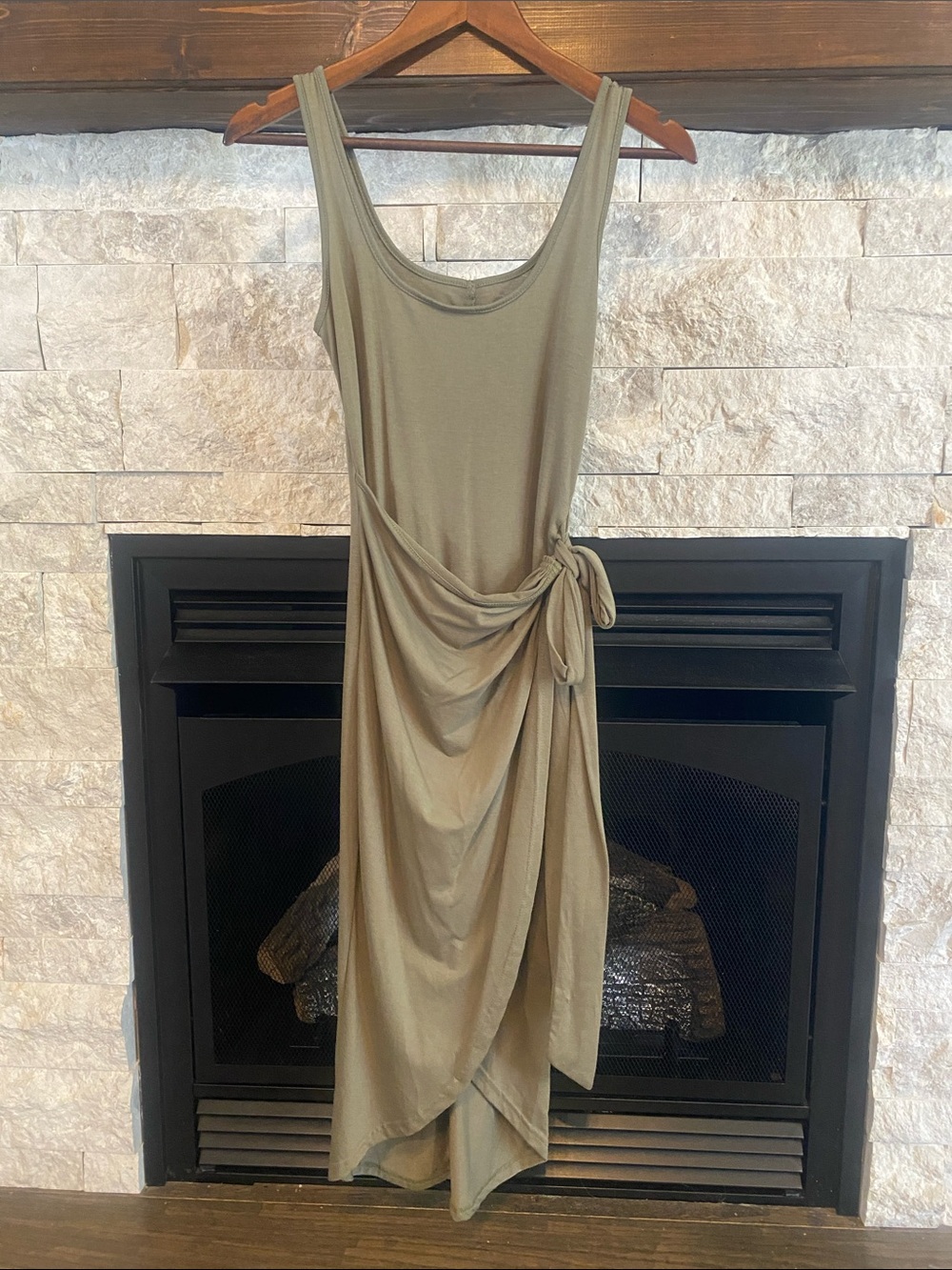 🖤3/$10 SHEIN Olive Sleeveless Midi Dress with Side Tie